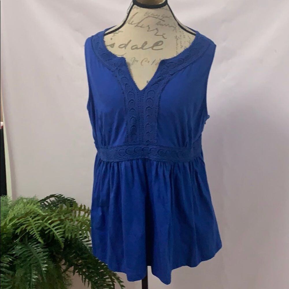 NWT CUPIO BLUE EMBROIDERY DETAIL BLOUSE SIZE 2X